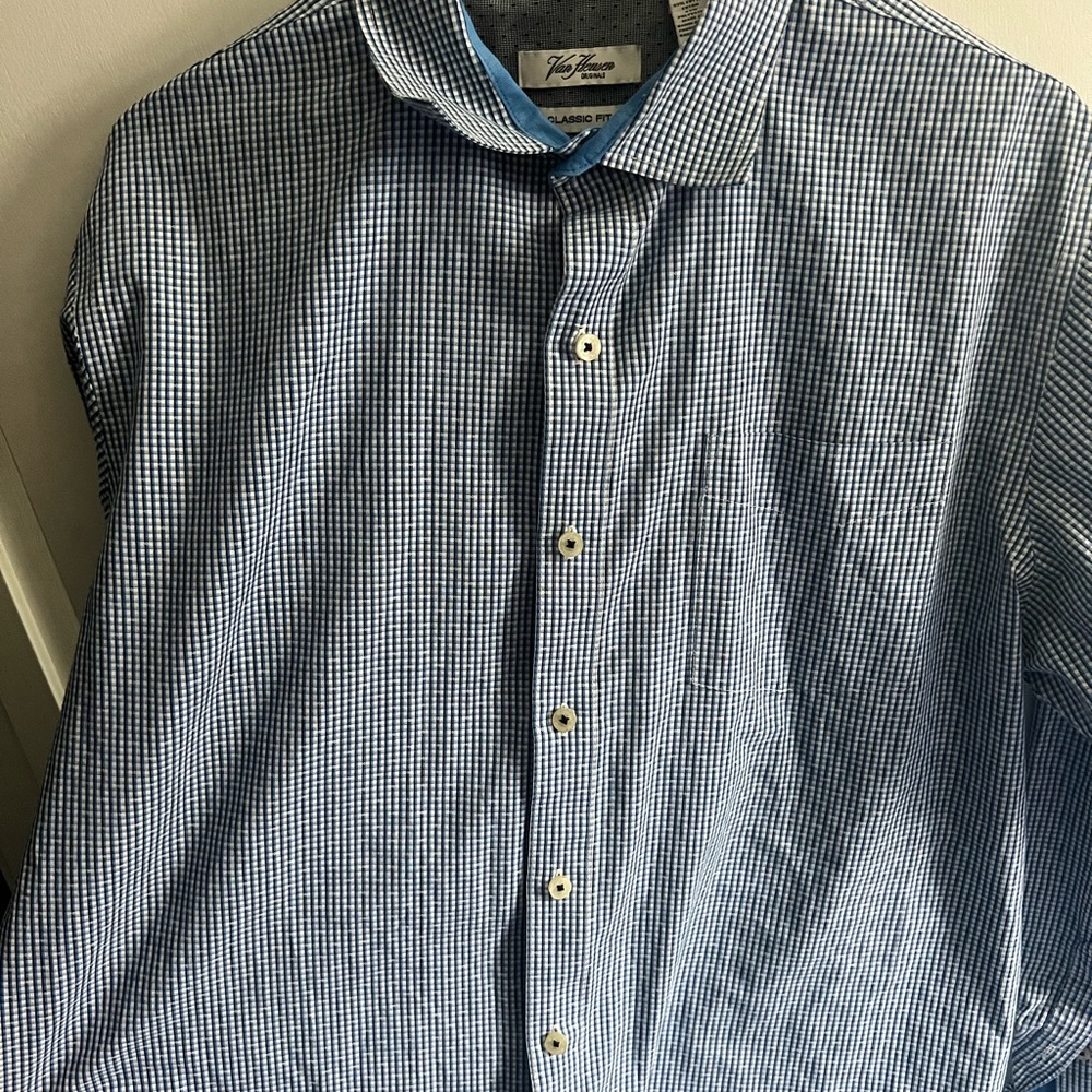 Blue Checkered Men's Shirt- Van Heusen